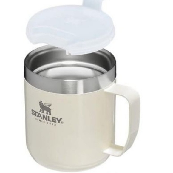 Stanley Cream and Stainless Steel Mug 12onz New - Picture 2 of 2